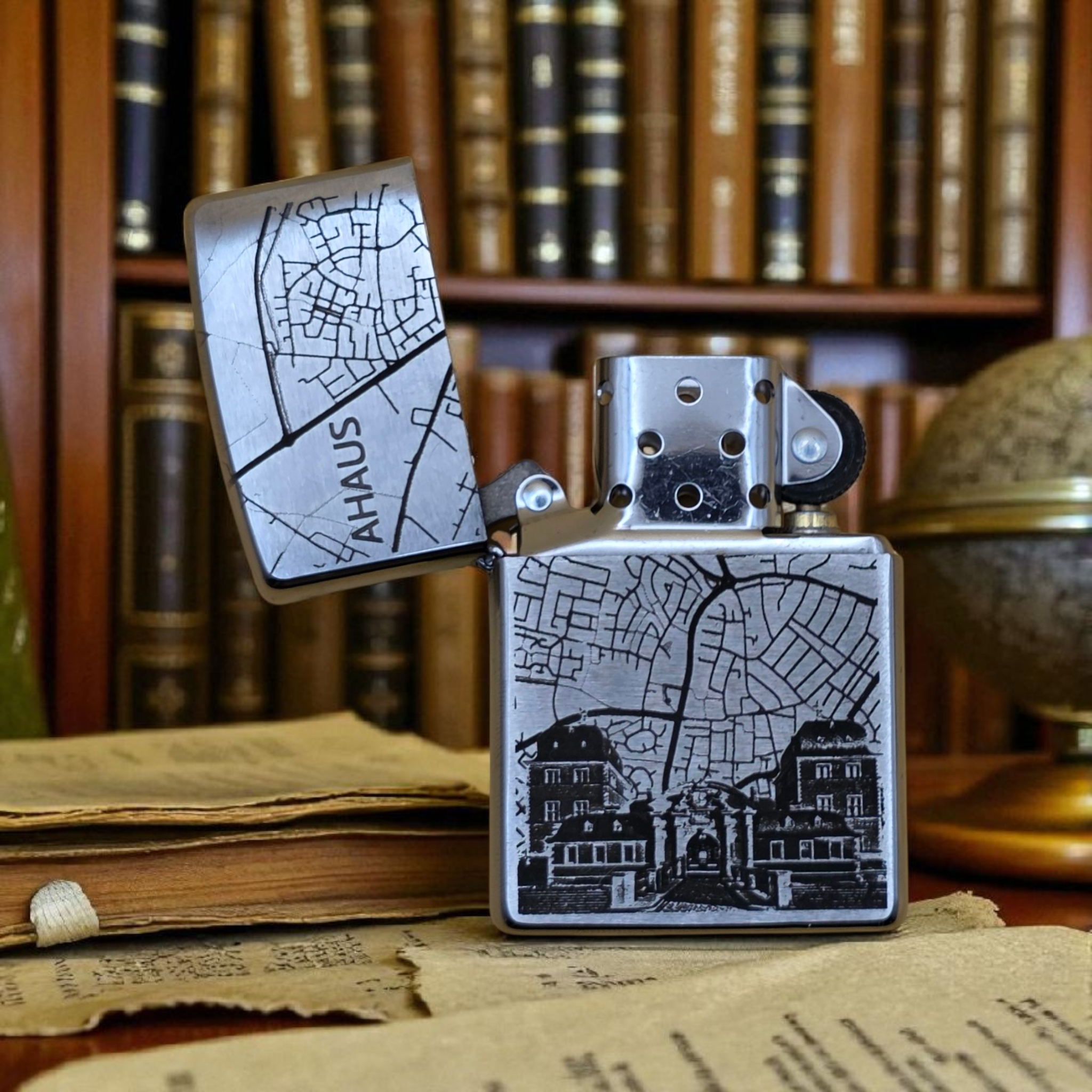 Original Zippo® Feuerzeug Brushed Chrome mit Gravur Heimatliebe "Ahaus"