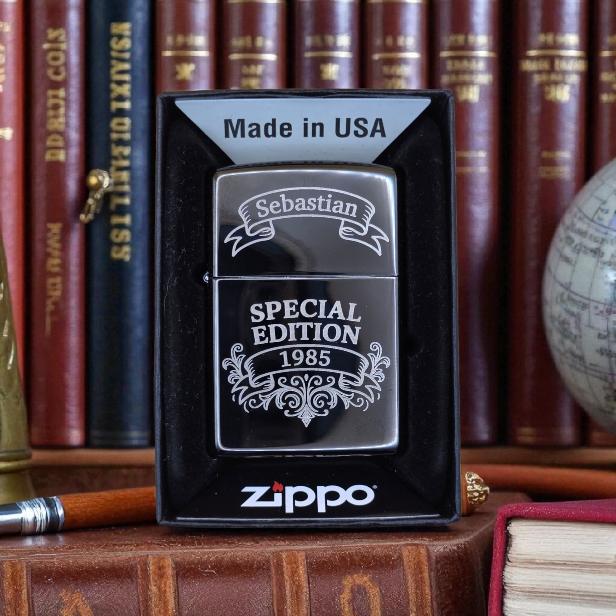 Original Zippo® Feuerzeug High Polish Black Personalisiert "Special Edition"