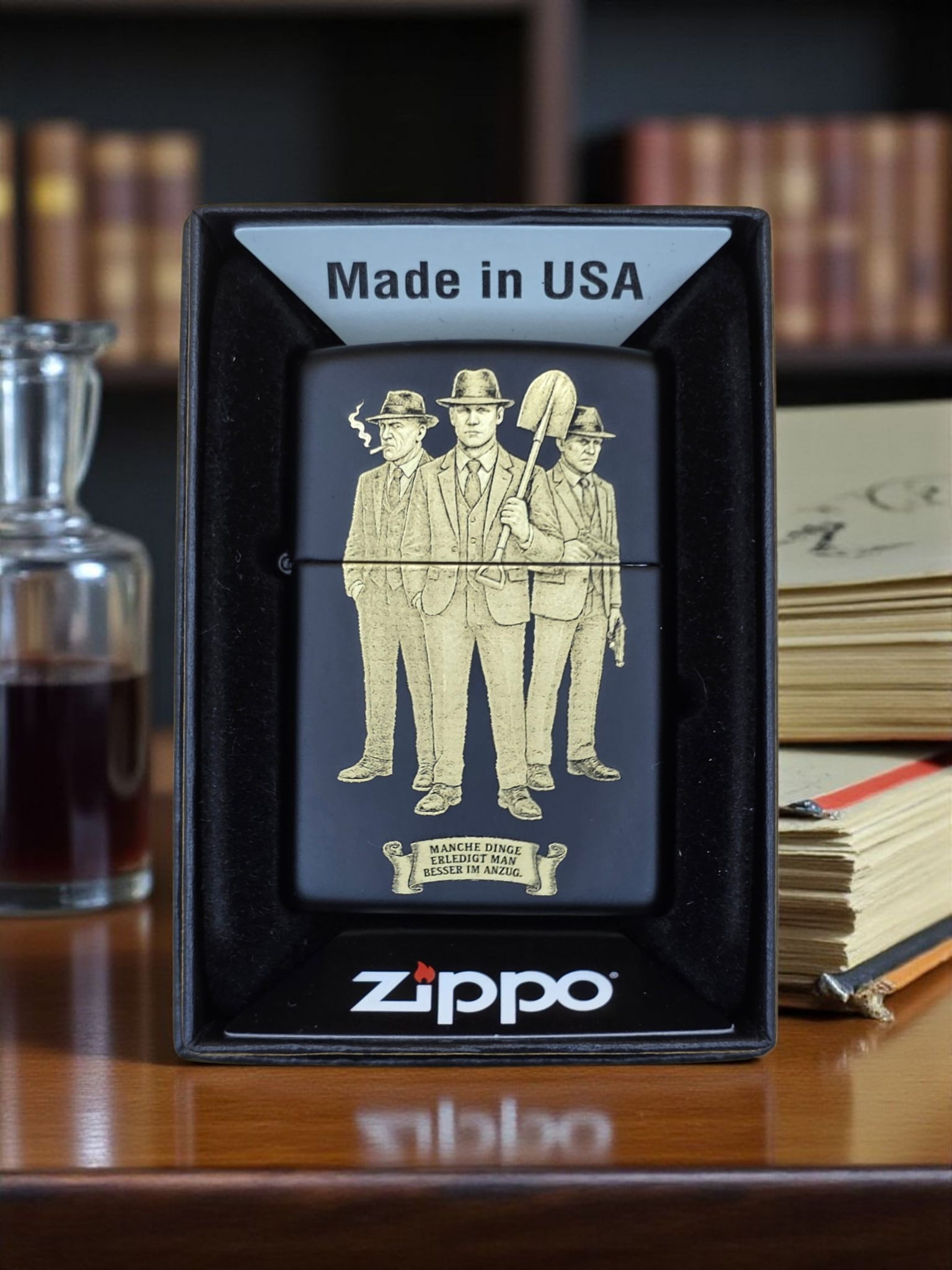 Original Zippo® Feuerzeug in Black Personalisiert "Godfather Edition"