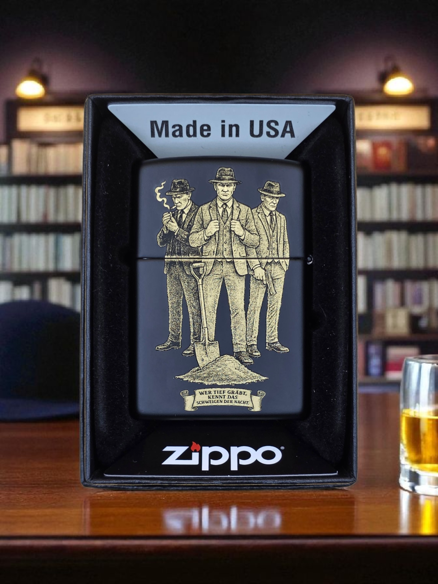 Original Zippo® Feuerzeug in Black Personalisiert "Godfather Edition"