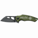 FoxEdge Atrax Aluminium OD Green Taschenmesser mit persönlicher Lasergravur