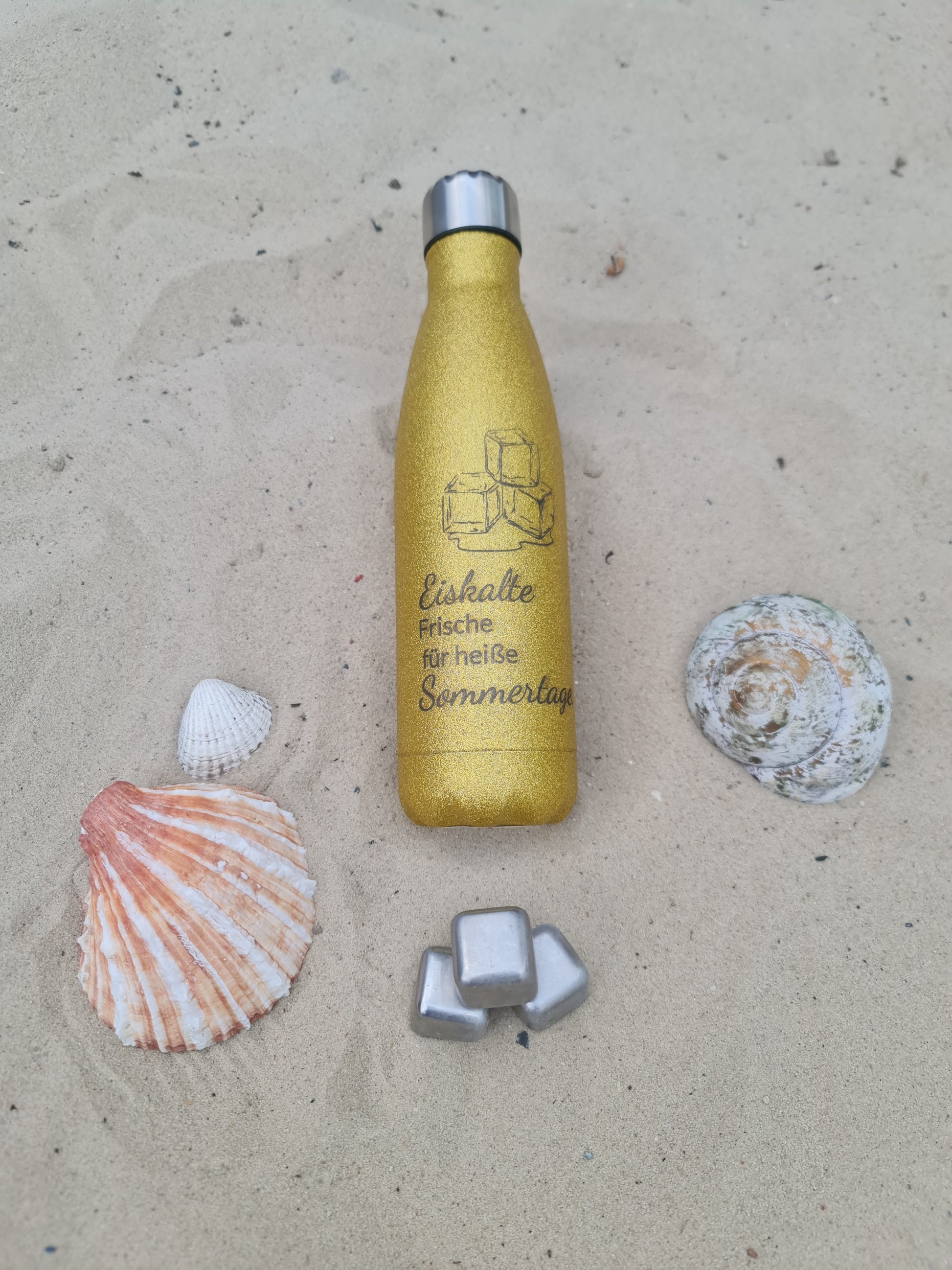 Thermoflasche Glitzer "Eiskalte Frische für heiße Sommertage"