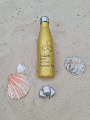 Thermoflasche Glitzer "Eiskalte Frische für heiße Sommertage"