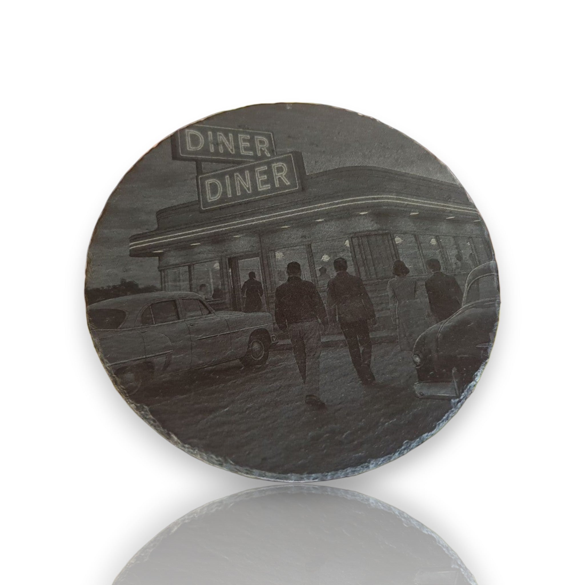 Schieferplatte mit Gravur Rund 20 cm