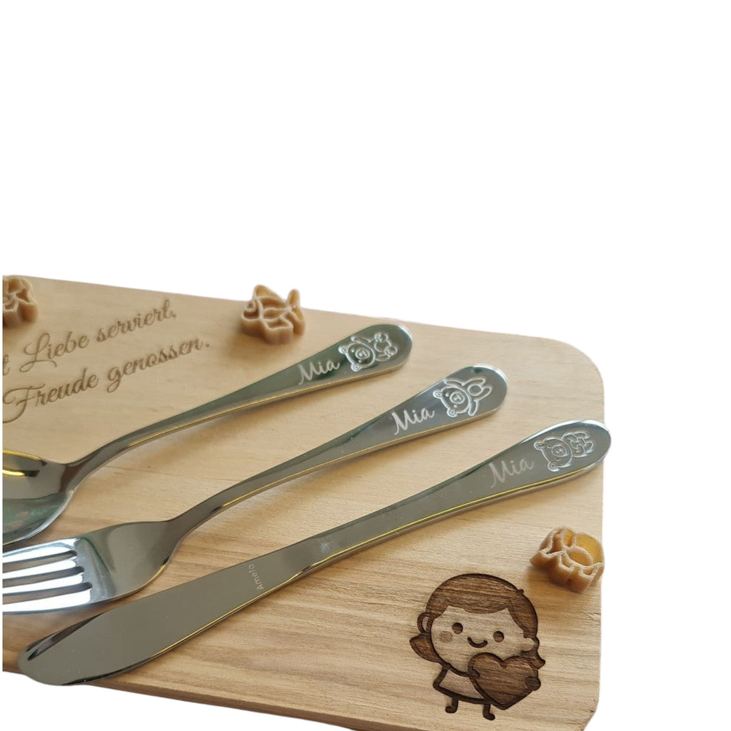 Kinderbesteck-Set mit Tiermotiven – inkl. persönlicher Gravur