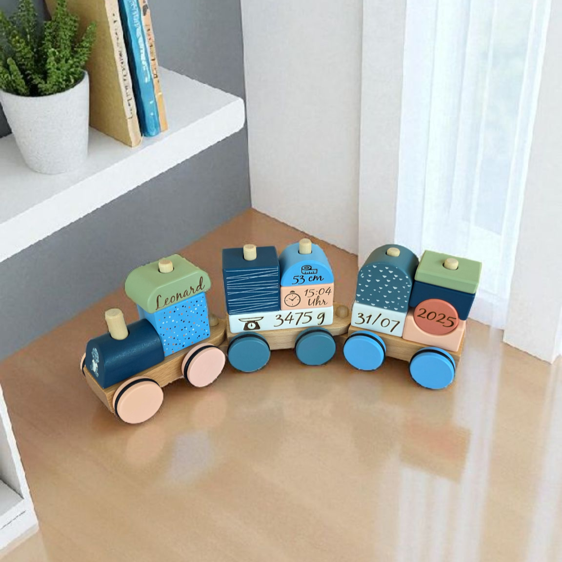 Personalisierter Holz-Zug „Arctic“ – mit individueller beidseitiger Lasergravur