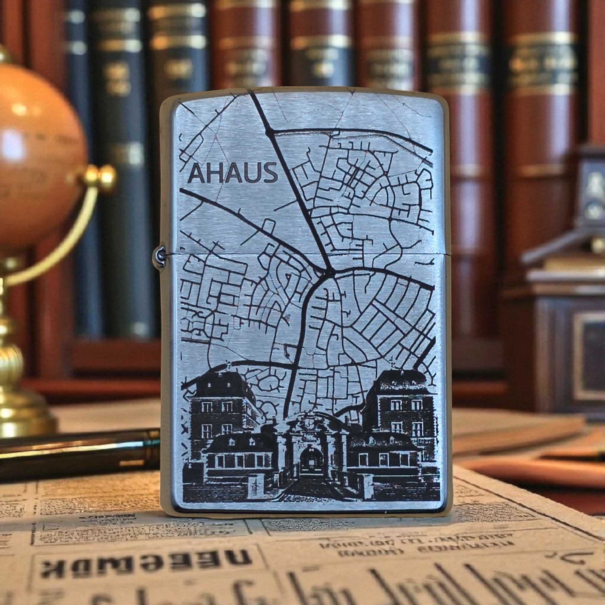 Original Zippo® Feuerzeug Brushed Chrome mit Gravur Heimatliebe "Ahaus"