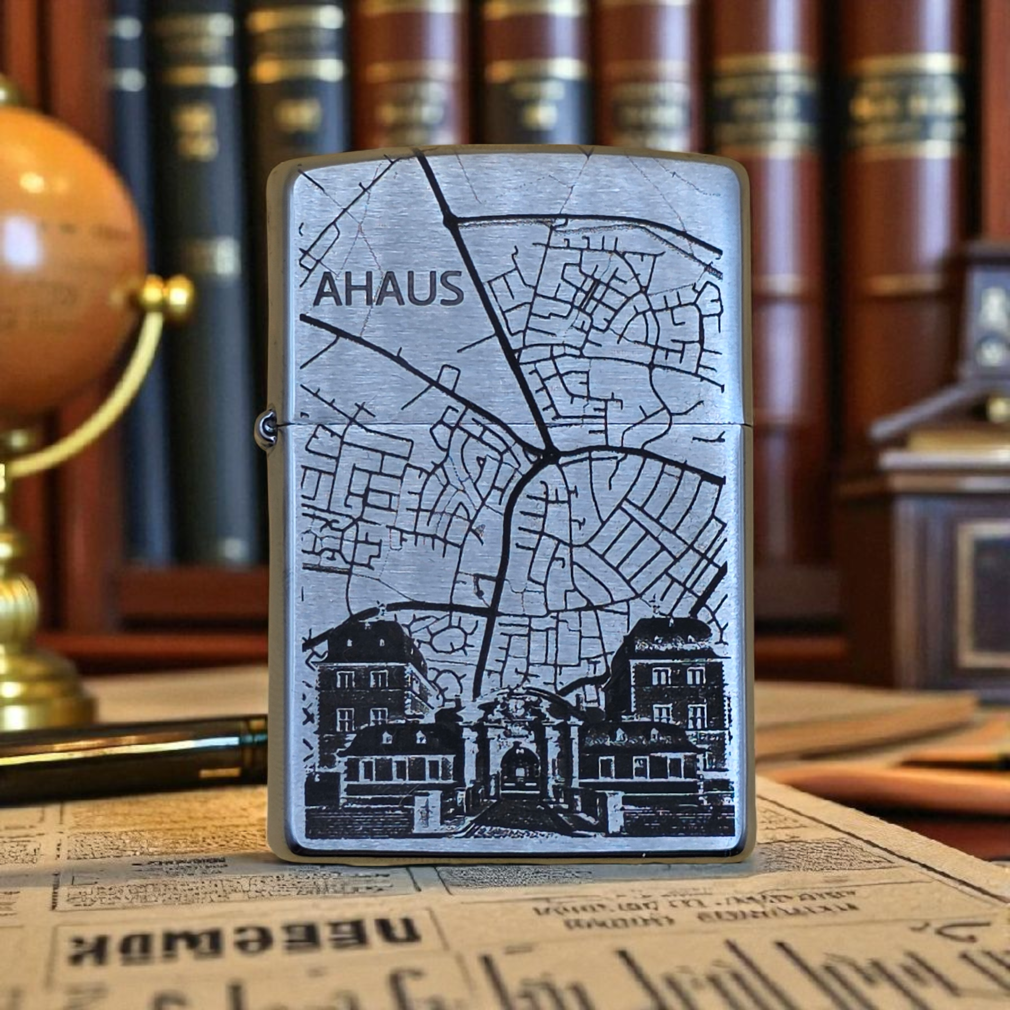 Original Zippo® Feuerzeug Brushed Chrome mit Gravur Heimatliebe "Ahaus"