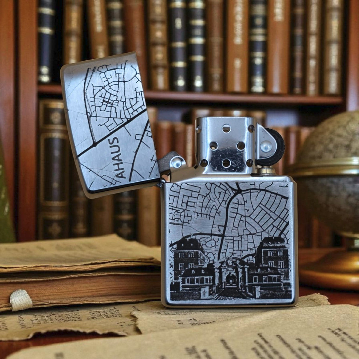 Original Zippo® Feuerzeug Brushed Chrome mit Gravur Heimatliebe "Ahaus"