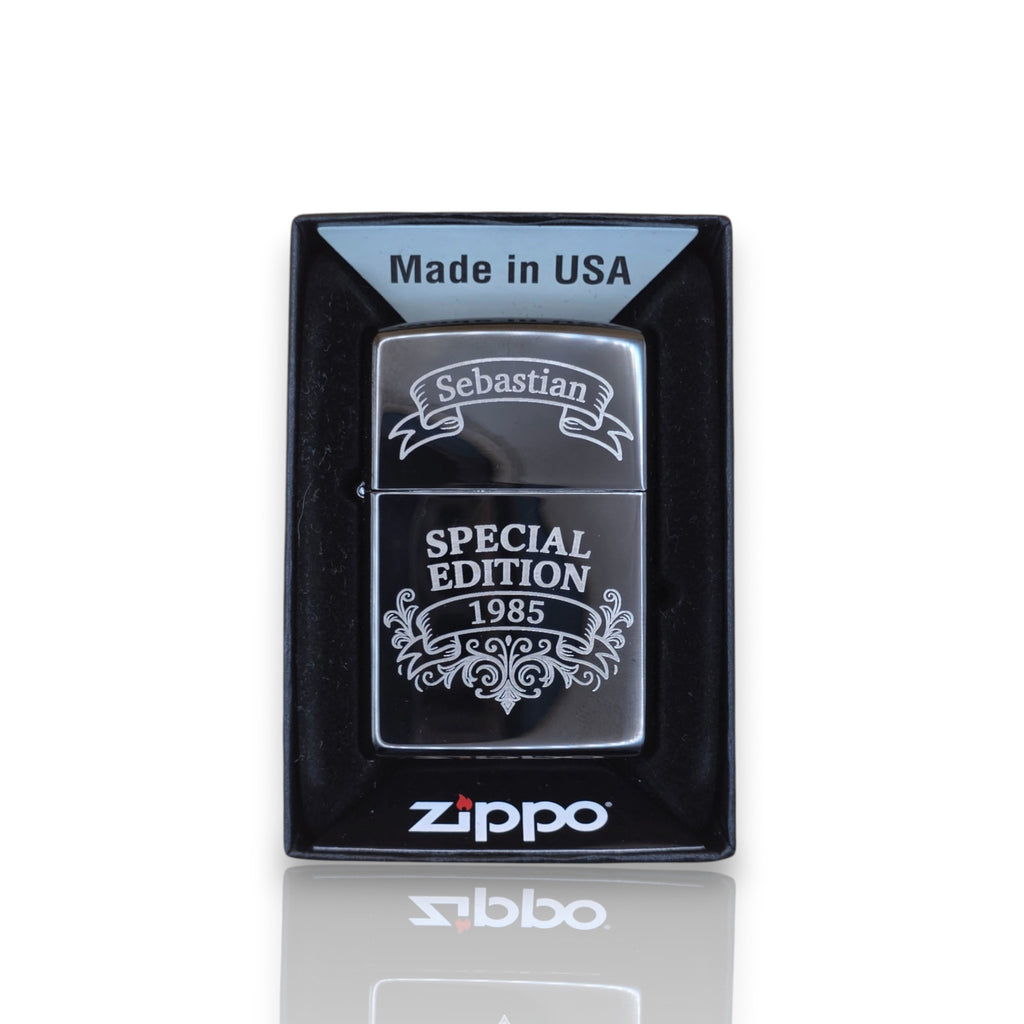 Original Zippo® Feuerzeug High Polish Black Personalisiert "Special Edition"