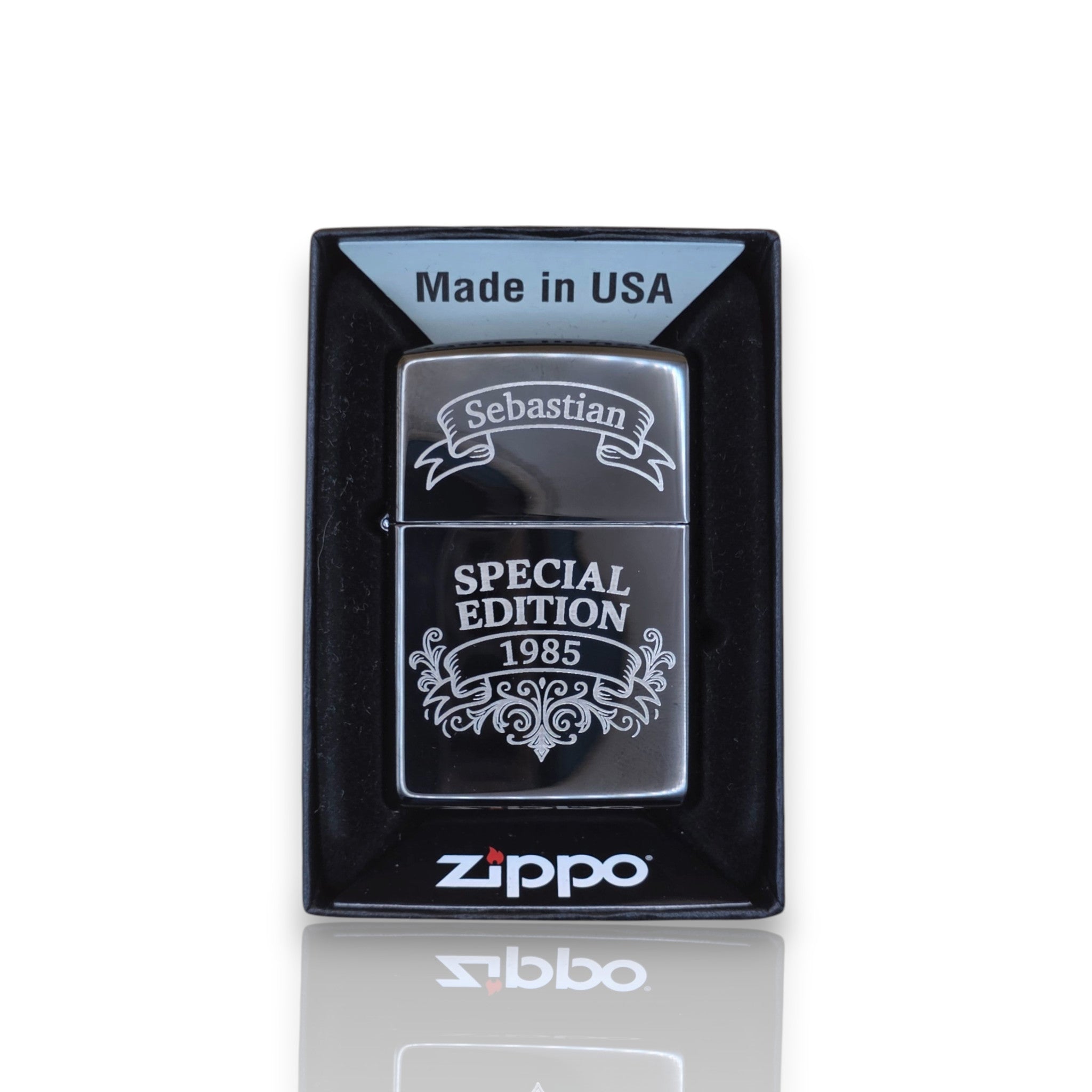 Original Zippo® Feuerzeug High Polish Black Personalisiert "Special Edition"
