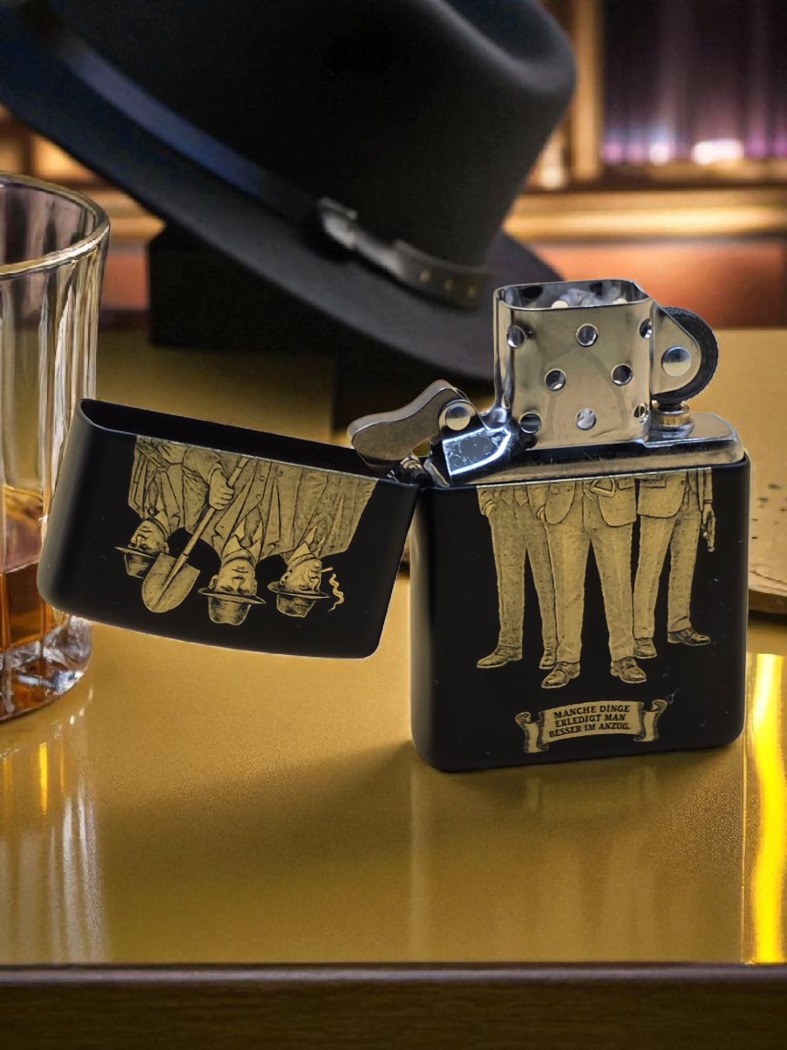 Original Zippo® Feuerzeug in Black Personalisiert "Godfather Edition"