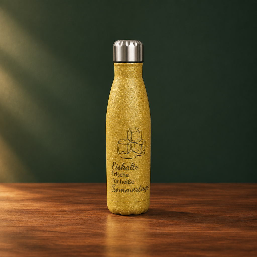 Thermoflasche Gold Glitzer mit Persönlicher Gravur