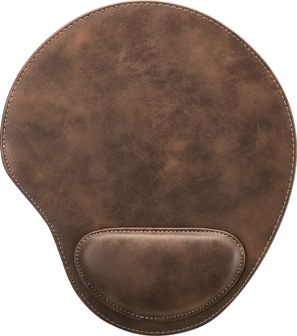 Ergonomisches PU-Leder Mauspad mit Handgelenkauflage – Individuelle Lasergravur (Farbwechsel Braun zu Gold)