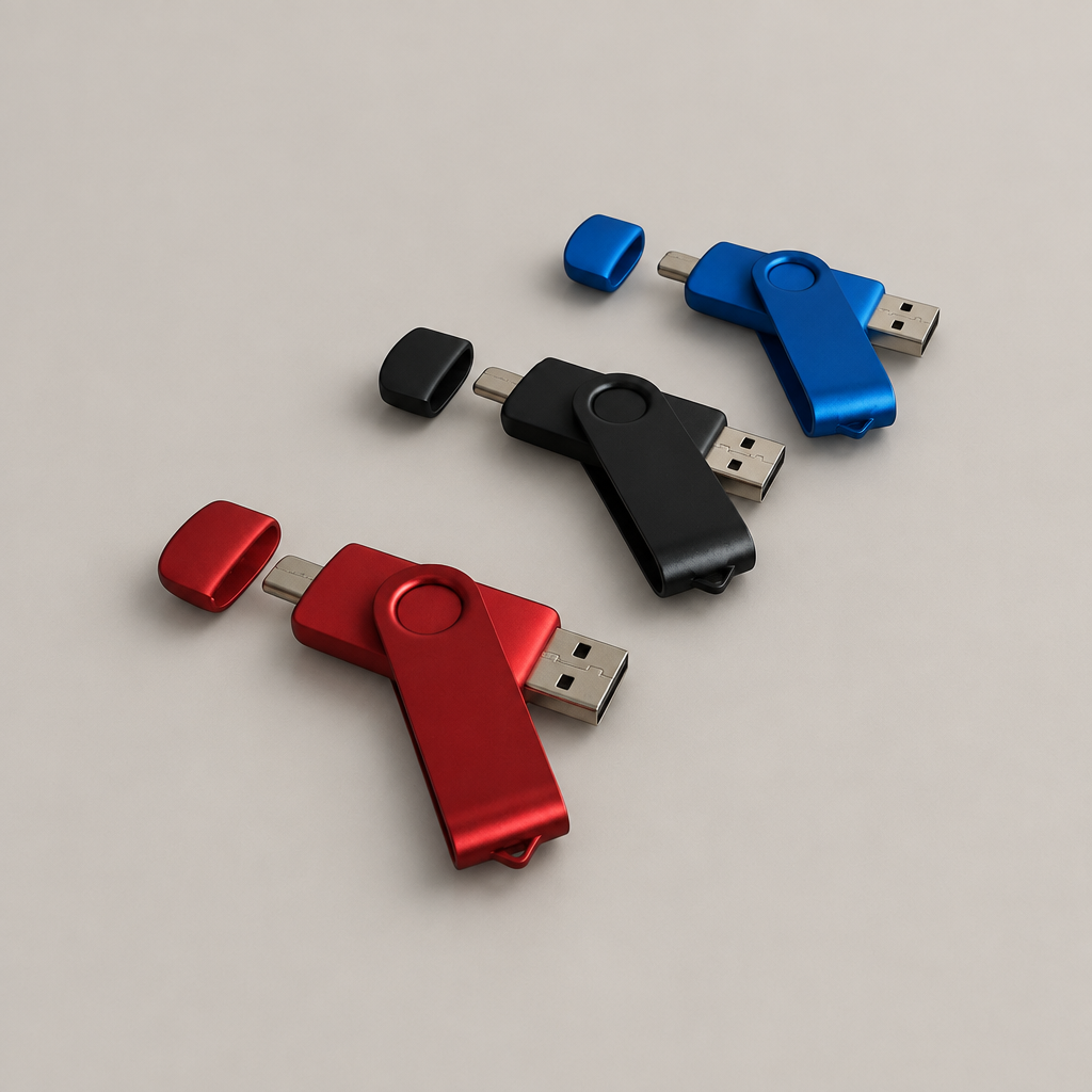USB-Stick mit Namensgravur / Logo – Metall, USB-C, 8 GB (Rot)