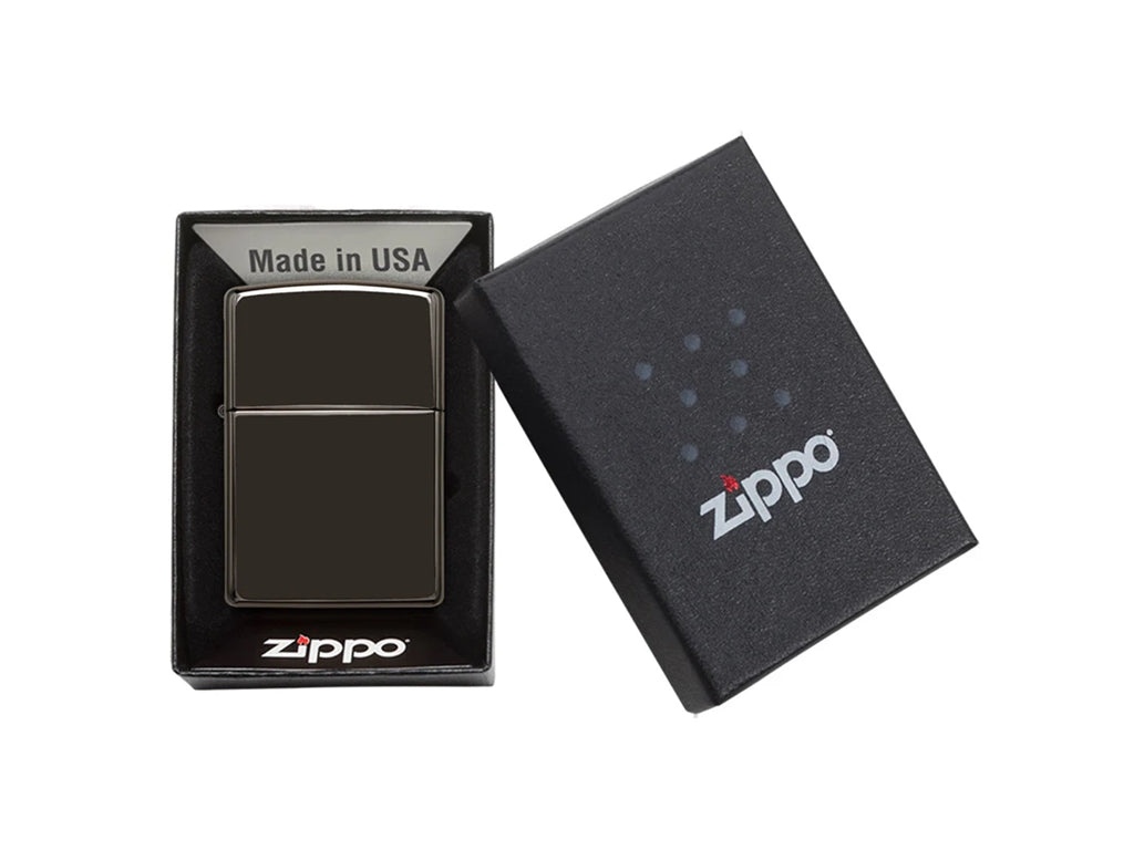 Original Zippo® Feuerzeug High Polish Black mit Personalisierter Gravur