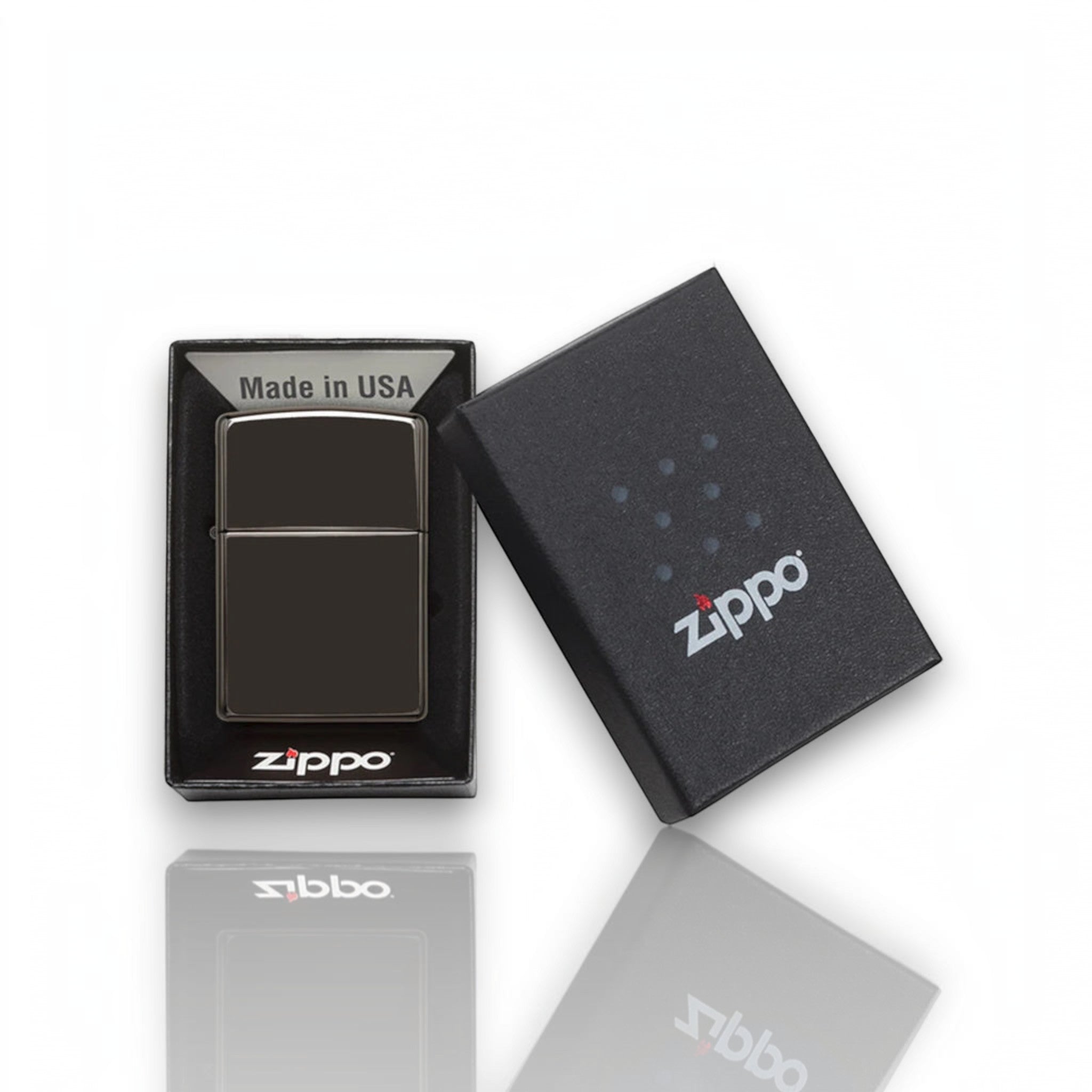Original Zippo® Feuerzeug High Polish Black mit Personalisierter Gravur