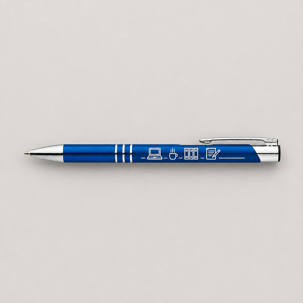 Hochwertiger Chrom-Kugelschreiber Blau mit persönlicher Gravur