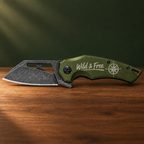 FoxEdge Atrax Aluminium OD Green Taschenmesser mit persönlicher Lasergravur