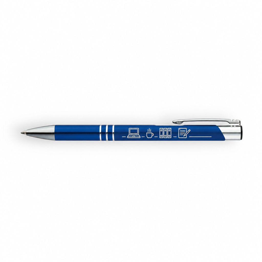 Hochwertiger Chrom-Kugelschreiber Blau mit persönlicher Gravur