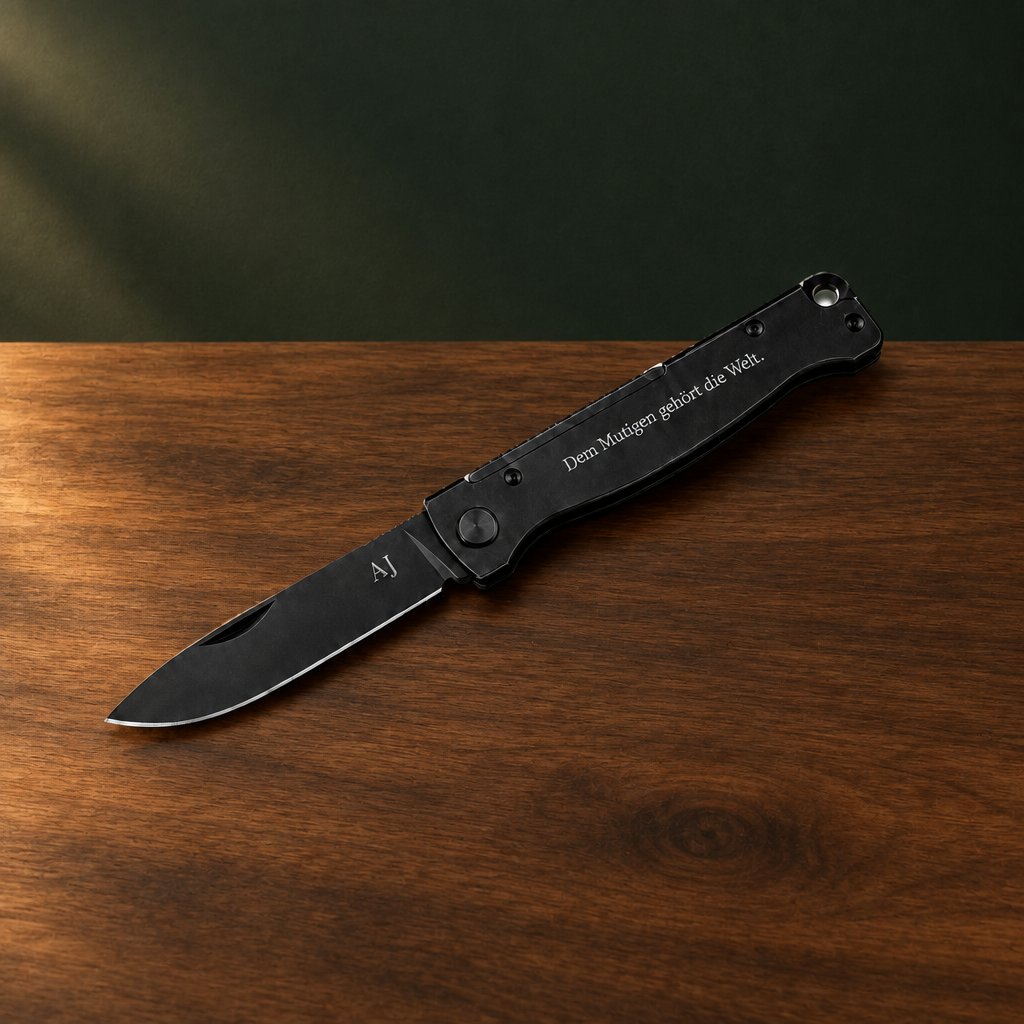 Böker Plus Atlas All Black Taschenmesser mit persönlicher Lasergravur