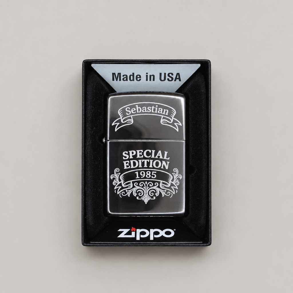 Original Zippo® Feuerzeug High Polish Black Personalisiert "Special Edition"