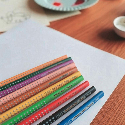 HUNTERLASE Faber-Castell Colour Grip Buntstifte Set mit Gravur, ergonomische Dreiecksform, 12er-Set