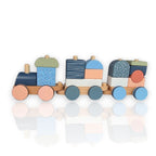 HUNTERLASE personalisierter Holz-Zug „Arctic“ mit bunten Bausteinen und Lasergravur, ideal als Geschenk.
