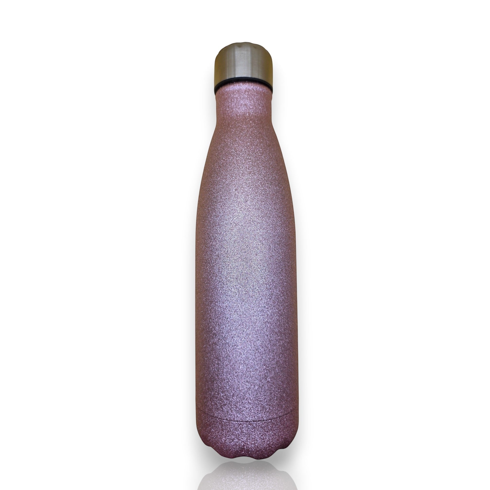 HUNTERLASE Thermoflasche in Glitzer-Pink mit silbernem Verschluss, personalisierbar, ideal für Sommer und Reisen.