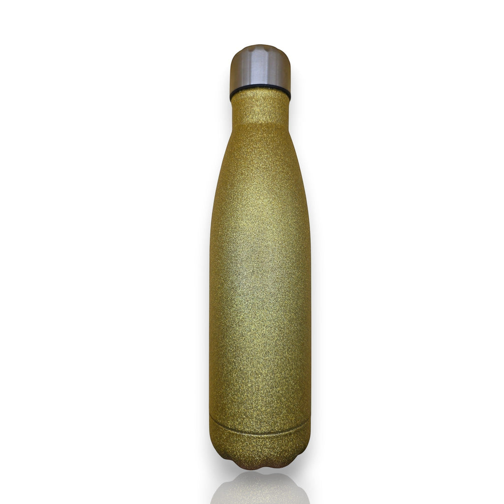 HUNTERLASE glitzernde goldene Thermosflasche mit silbernem Verschluss, personalisierbar, 500ml