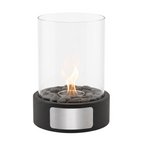 HUNTERLASE Tischkamin Atmosphere in Schwarz mit Glaszylinder, Dekosteinen und personalisierbarer Gravur-Plakette