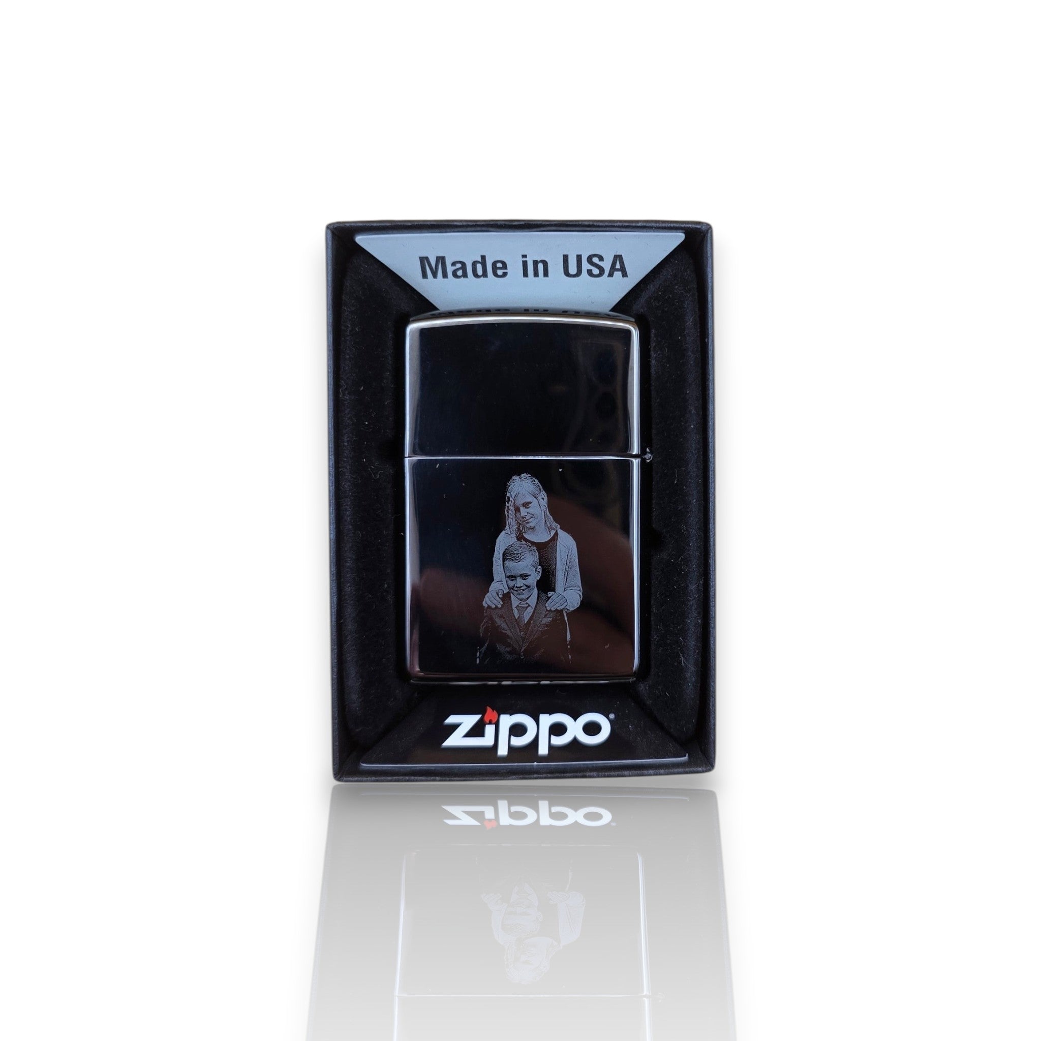 Original Zippo® Feuerzeug High Polish Black mit Personalisierter Gravur