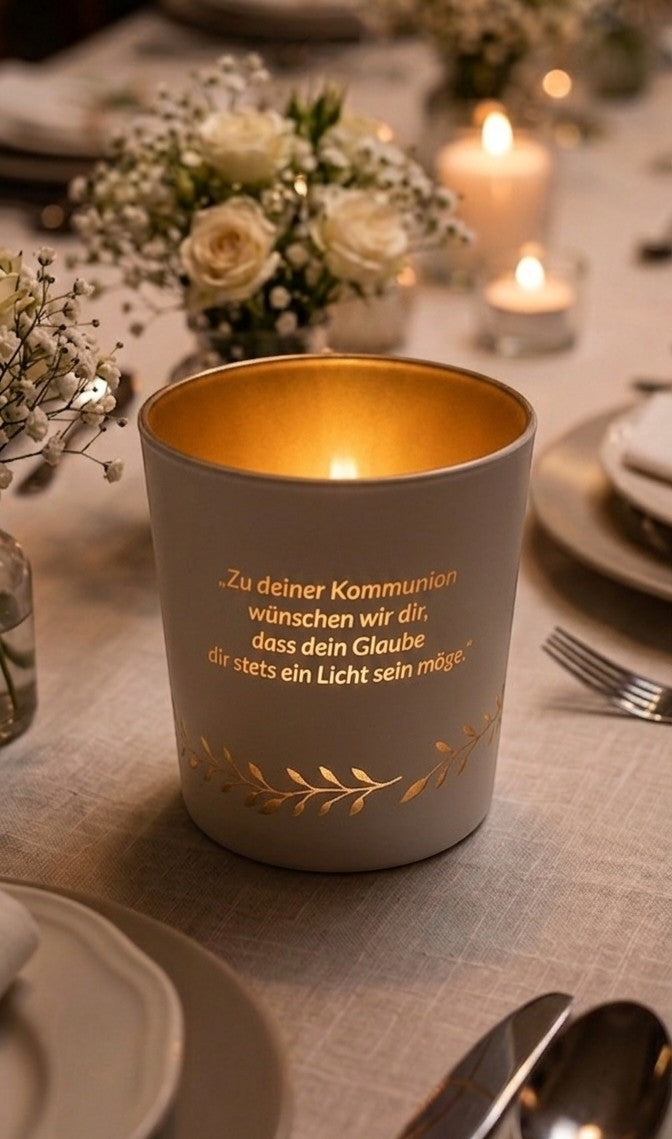 Windlicht Weiss Kommunion / Konformation