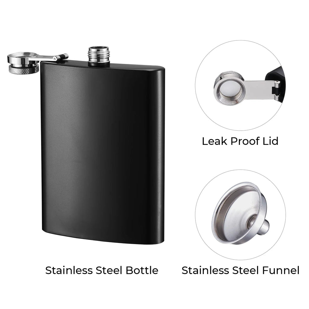 Premium Edelstahl Flachmann (8 oz / 236 ml) – Mit deiner individuellen Lasergravur