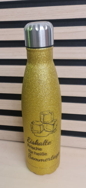 Thermoflasche Glitzer "Eiskalte Frische für heiße Sommertage"