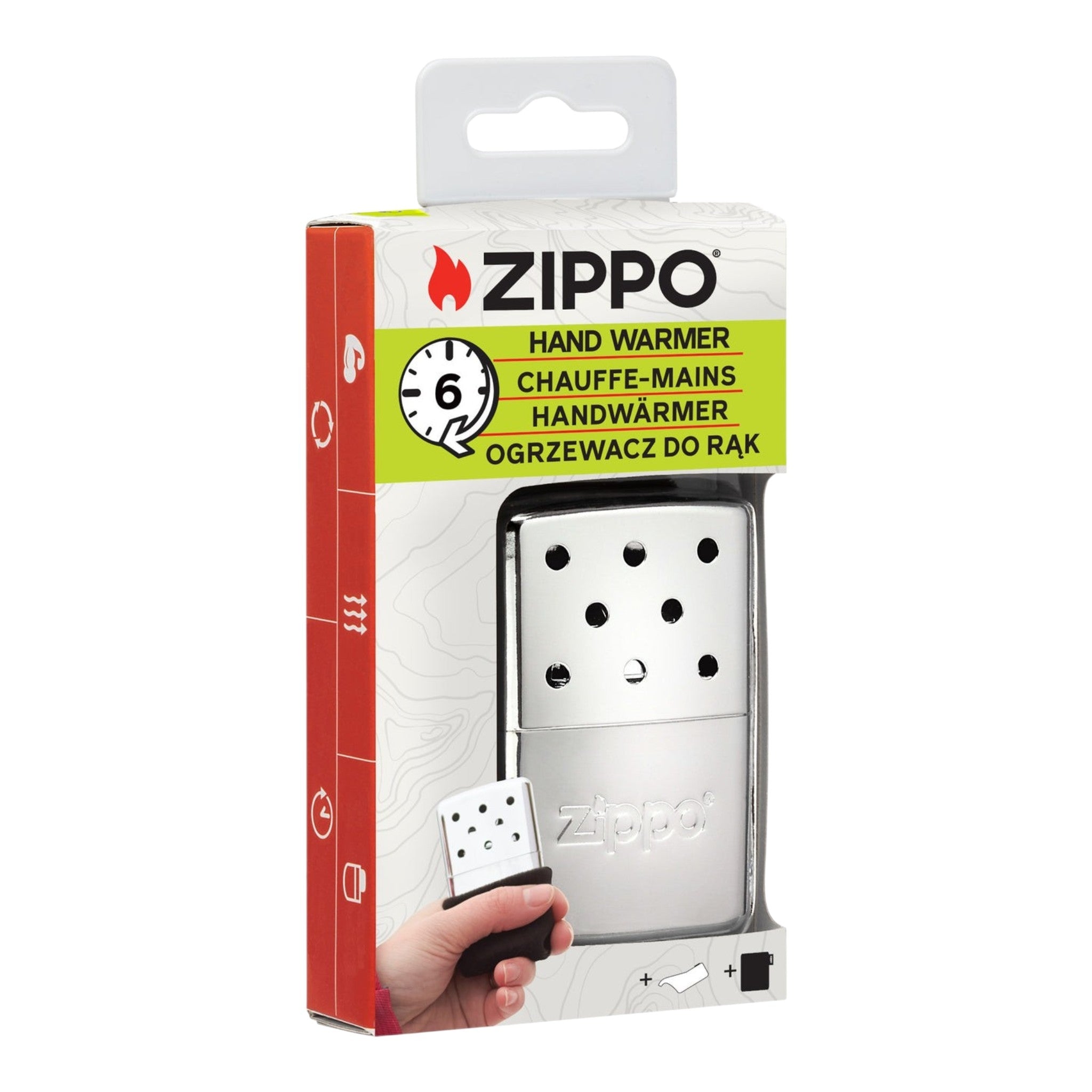 Original Zippo Handwärmer (6 Stunden, Hochglanz-Chrom) mit individueller Lasergravur