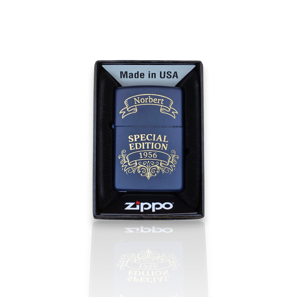 Original Zippo® Feuerzeug Navy Blue Matte mit Personalisierter Gravur
