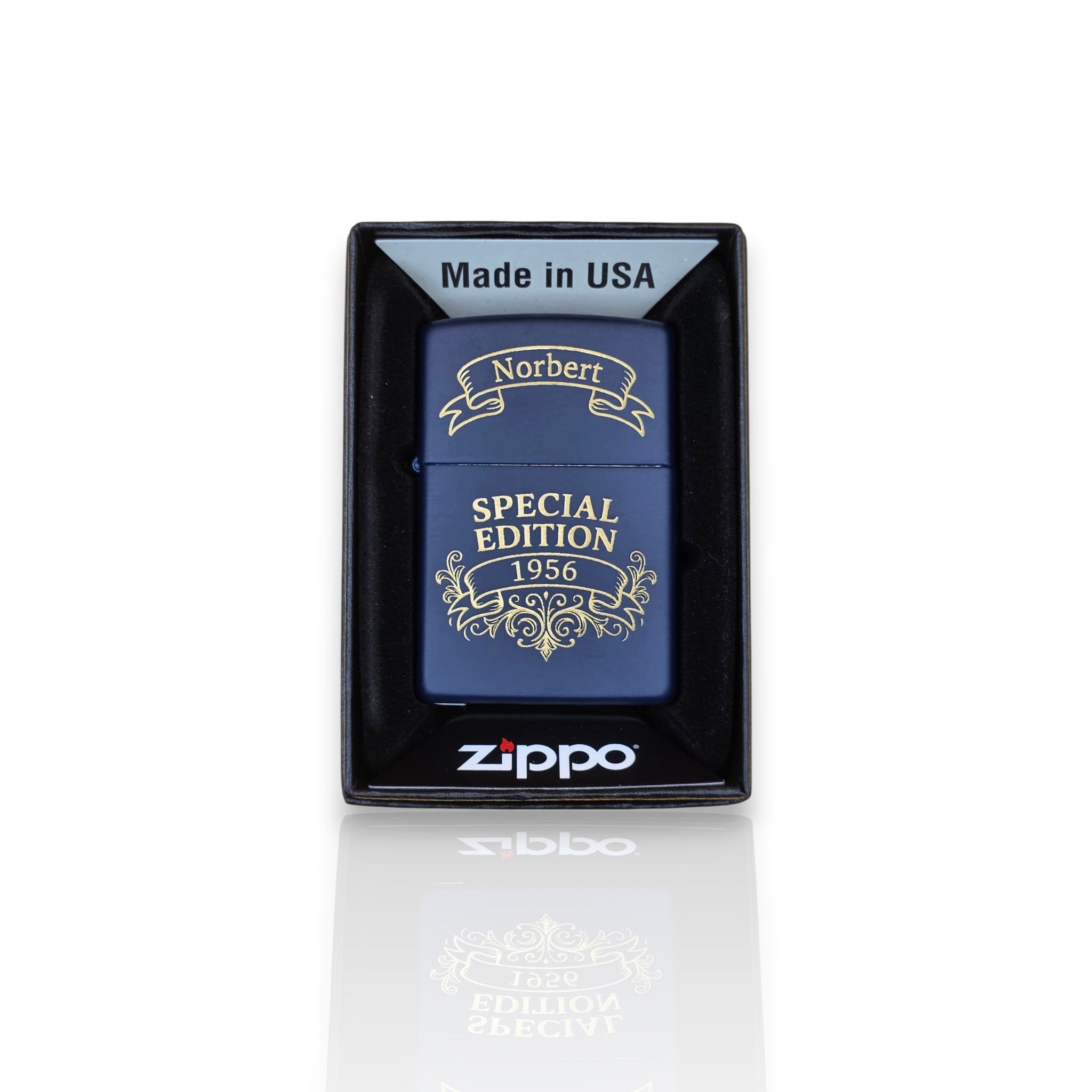 Original Zippo® Feuerzeug Navy Blue Matte mit Personalisierter Gravur
