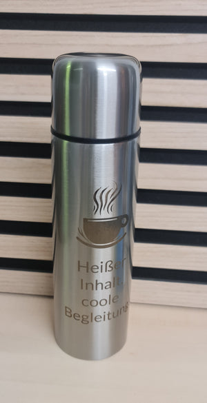 Thermoflasche Edelstahl "Heißer Inhalt, coole Begleitung"