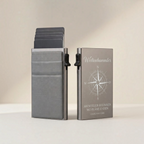HUNTERLASE graues Slim Wallet aus Metall mit RFID-Schutz, Kompass-Lasergravur und Kartenfach-Mechanismus