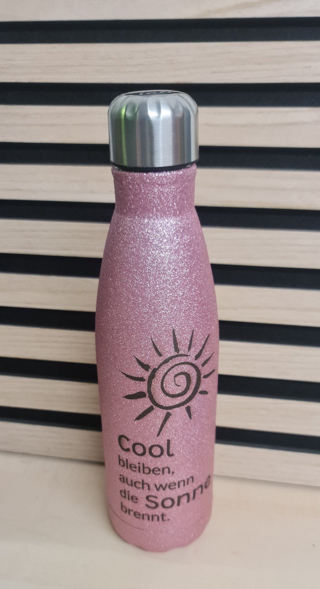 Thermoflasche Glitzer "Cool bleiben, auch wenn die Sonne brennt"