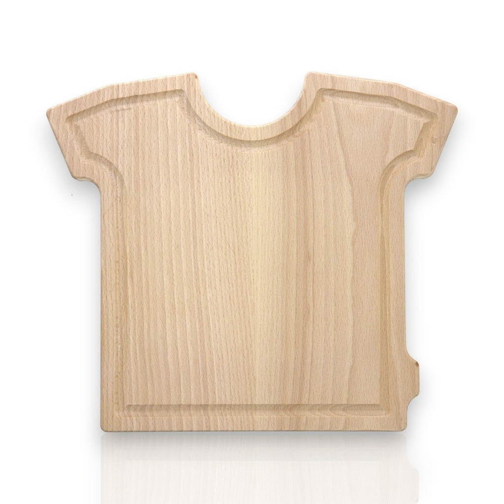 Schneidebrett T-Shirt / Trikot Buchenholz 25 x 28 x 1,5 cm mit Gravur