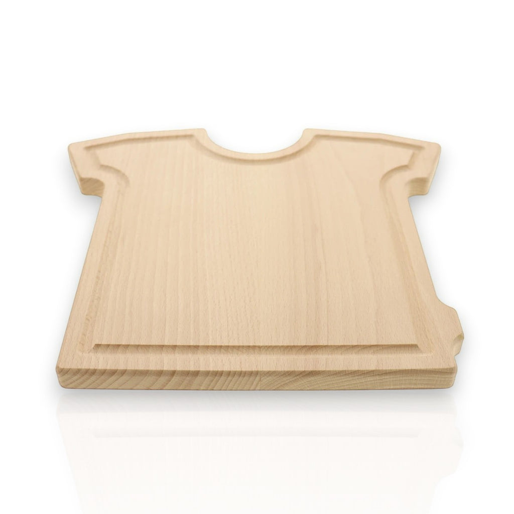 Schneidebrett T-Shirt / Trikot Buchenholz 25 x 28 x 1,5 cm mit Gravur