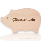 Servierbrett „Glücksschwein“ aus massivem Buchenholz – Individuell gravierbar